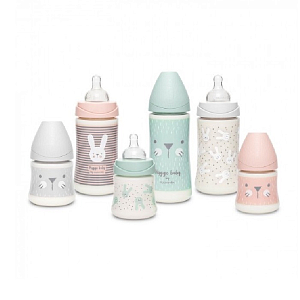 Бутылка Suavinex Hugge Baby "Розовый зайка с точками", 360 мл